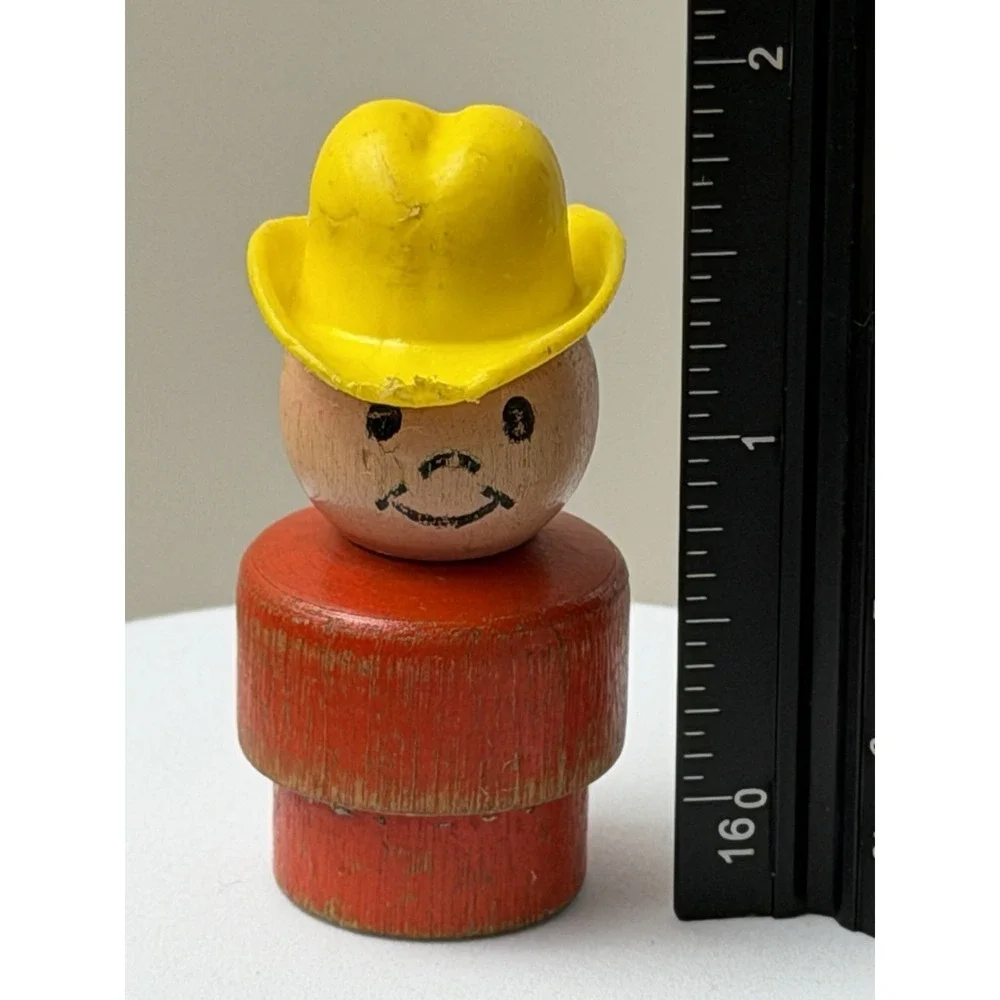 Fisher-Price Little People Wooden Red BODY Yellow Hat COWBOY Farmer Vintage